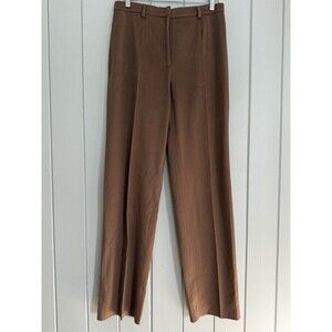 Max Mara Dress Pants 14 Camel Trousers 100% Wool Pockets Straight Leg Designer